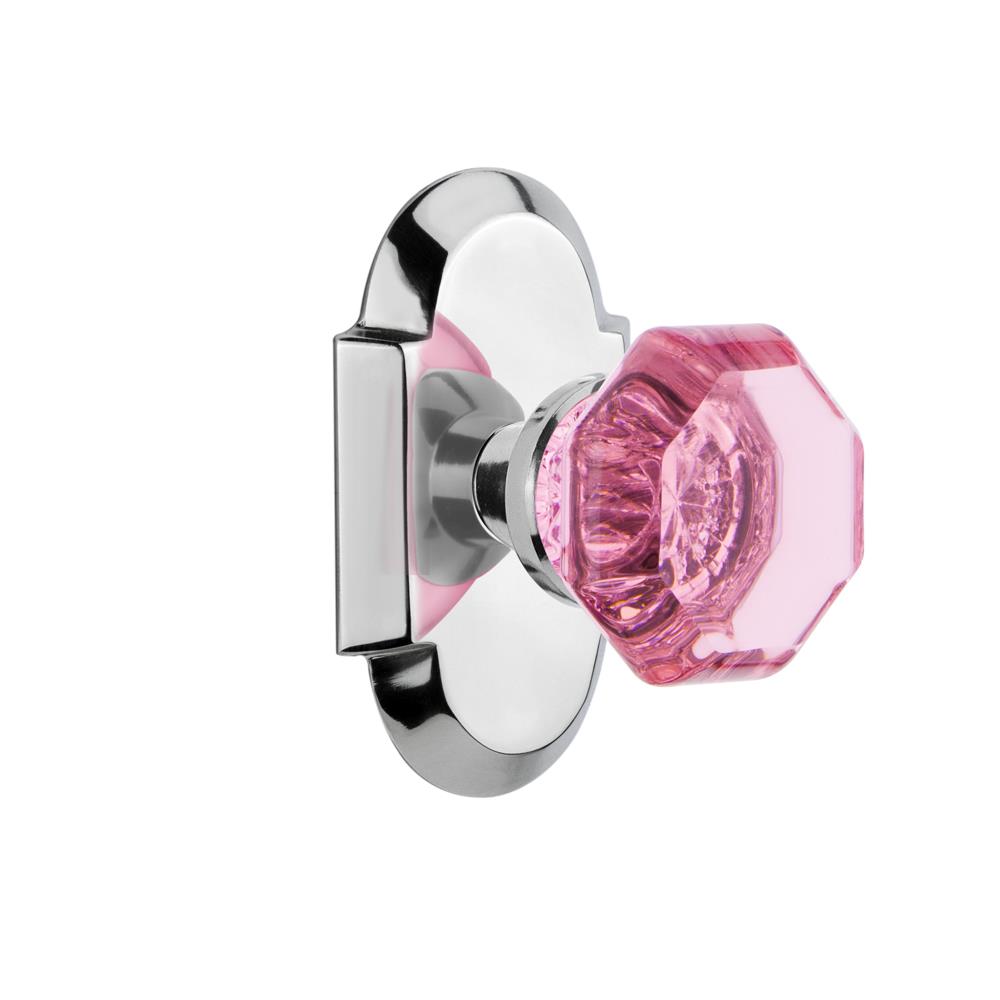 Nostalgic Warehouse COTWAP Colored Crystal Cottage Plate Passage Waldorf Pink Door Knob in Bright Chrome